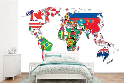 Produktbild von Weltkarten-Wandtapete - Trendy - Breite 360 cm x Höhe 240 cm