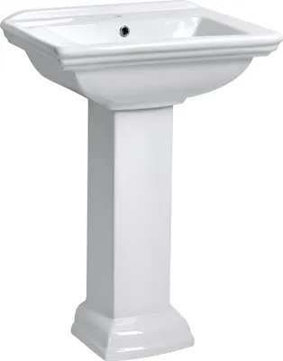 A white ceramic pedestal sink with a matching pedestal base, shown against a white background.