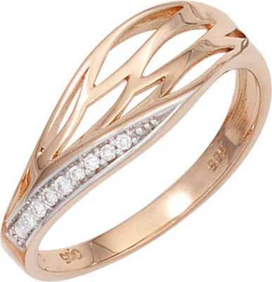 Produktbild von Ring Damenring mit 8 Diamanten Brillanten 585 Gold Rotgold Rotgoldring Goldring Innenumfang 54mm  Ø17.2mm