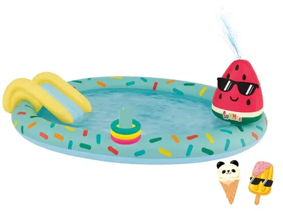 Produktbild von Happy People 77463 - Planschbecken - Spielcenter Eis mit Rutsche und Sprinkler