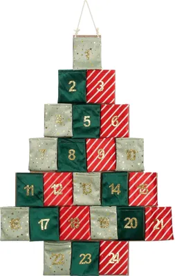 Produktbild von Mica Decorations Adventskalender - L72 x B1 x H51 cm - Filz - Grün, Rot