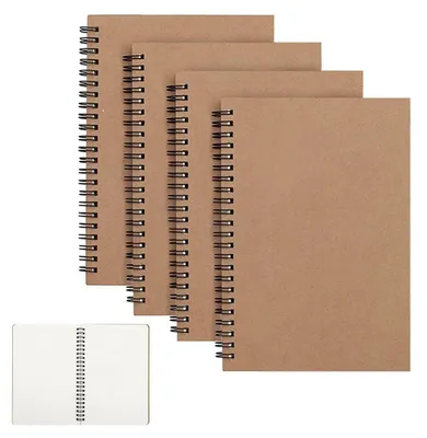 Image de Cahier A5 à spirale, 4 pièces, couverture en carton, 100 pages quadrillées