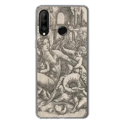 Produktbild von MuchoWow® Handyhülle Schutzhülle Hülle für Huawei P30 Lite Leda und der Schwan mit ihren vier Kindern - Gemälde von Meister IB mit dem Vogel Silikon Softcase Handy Hülle - Handyhülle