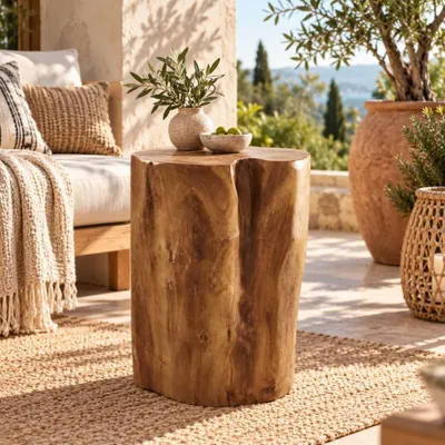 Produktbild von Teak Beistelltisch Hocker HEAVY STOOL rund 40cm Handmade massiv