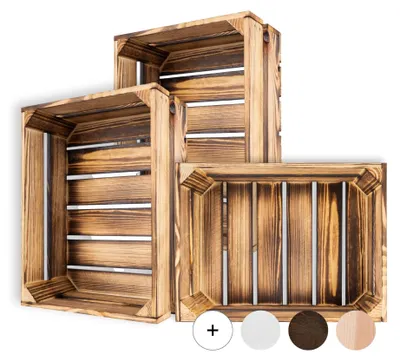 Productafbeelding van Creative Deco 3 x Gevlamde Houten Doos, 40 x 30 x 15 cm