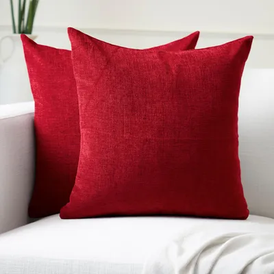 Produktbild von 2er-Set Kissenbezüge | Scharlachrot (60 x 60 cm) | Dekorative quadratische Kissenbezüge für Sofa und Couch