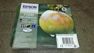 Produktbild von Epson Apple T1295 Apfel DURABrite Ultra Multipack 4 Farben Tinte, Schwarz, Cyan, Magenta, Gelb, 11,2 ml, 7 ml, 1 Stück(e), Multipack