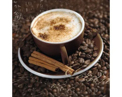 Produktbild von Glasbild Mocca I, Kaffee mit Milchschaum und Zimt auf Kaffeebohnen, 30x30 cm
