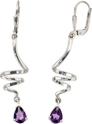 Produktbild von Ohrringe Ohrhänger Boutons Amethyst Tropfen violett 925 Silber Silberohrringe