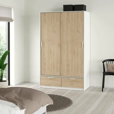 Image de Kammuri - Armoire 2 Portes, 121x200h cm Blanc, Portemanteau