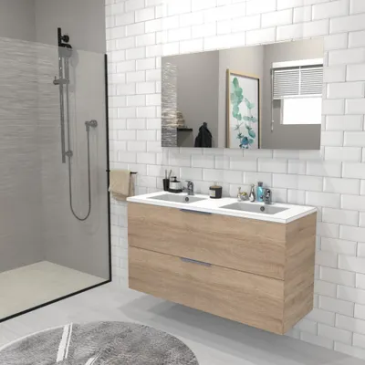 Produktbild von Möbel MALAGA 120 cm + Waschbecken + Spiegel / Eiche