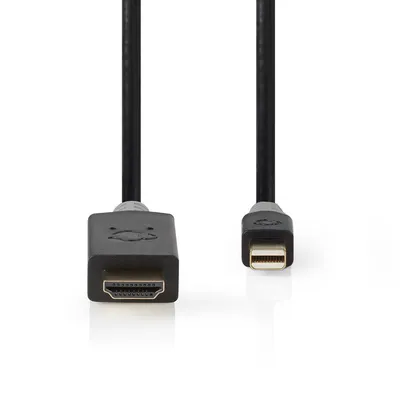 Image de Nedis Câble Mini Displayport - DisplayPort 1.4 - Mini DisplayPort mâle - HDMI mâle - 48 Gbps - Plaqué or - 2,00 m - Rond - PVC - Anthracite - Sachet plastique