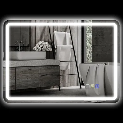 Produktbild von Badezimmerspiegel mit LED-Beleuchtung, Anti-Beschlags-Pad, 3 verstellbare Farben, 700 x 900 mm, Silberfarben