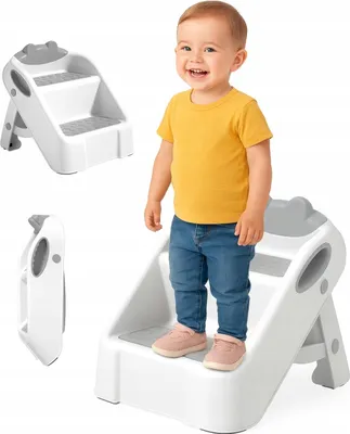 Obrázek produktu pro Ekspand | Dětský schůdek – šedý – výška 32 cm – skládací – protiskluzová nášlapná plocha