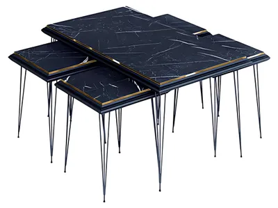 Obrázok produktu pre Čierny moderný konferenčný stolík s odkladacími stolíkmi z MDF