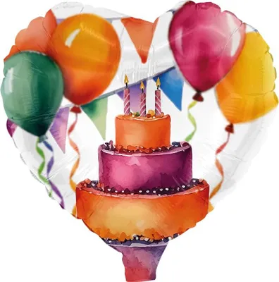 Produktbild von Folienballon Happy Birthday Watercolor Herz 45cm Luftballon Geburtstag Party Deko