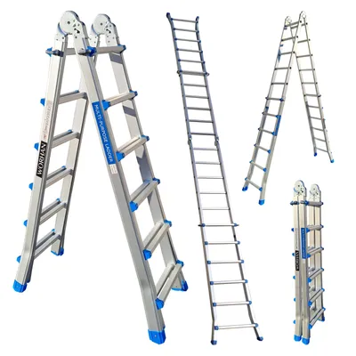 Produktbild von WORHAN Teleskopleiter 587cm Leiter Anlegeleiter Klappleiter Multifunktionsleiter Größenauswah L6