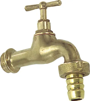 Produktbild von Gebogener Wasserhahn aus poliertem Messing mit Anschlussstück 3/4"