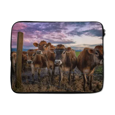 Produktbild von MuchoWow® Laptop Hülle 17 Zoll Laptoptasche Kuh - Tiere - Kühe - Zipper - Schutzabdeckung