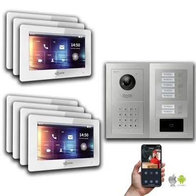 Produktbild von Goliath IP Video Türsprechanlage: 7-Zoll 7 Familienhaus, RFID, Zahlencode, Silber : 7 Zoll Weiß : Unterputzdose Monitor Farbe: 7 Zoll Weiß Montage: Unterputzdose