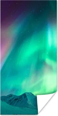 Produktbild von MuchoWow® Poster Nordlichter - Berg - Nacht 20x40 cm - Plakat - Foto