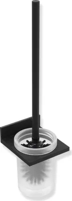 Produktbild von HEWI WC-Bürstengarnitur, Metall, pulverbeschichtet, Einsatz aus Glas, satiniert, in HEWI Farbe DC (Schwarz tiefmatt)