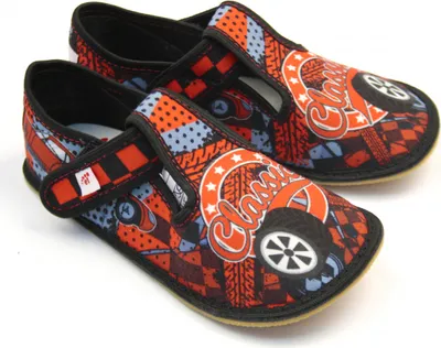 Obrázok produktu pre EF chlapčenské papuče BAREFOOT EF 395 Racer zapínanie na suchý zips Červená 28