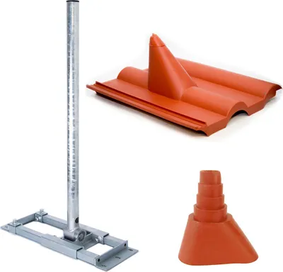 Produktbild von PremiumX DELUXE X90-48 Dachsparrenhalter 90cm Mast Sparrenhalter Frankfurter Dachabdeckung rot