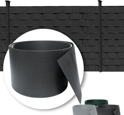 Obrázek produktu pro Hengda 30 kusů tvrdého PVC antracitových ochranných pásků pro dvojité mřížové pletivo 2,5 m x 19 cm ochrana plotu pro balkon, zahradní plot