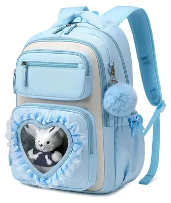 Produktbild von Kawaii Schulrucksack für Mädchen mit Herzfenster