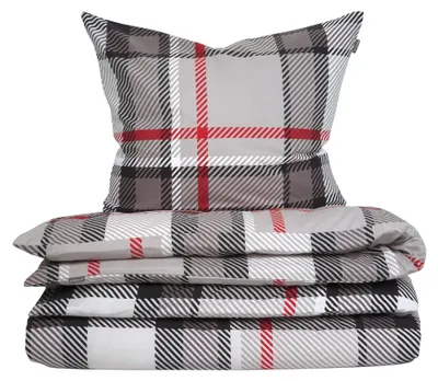 Produktbild von SCHIESSER Bettwäscheset Talisa | Kariert | Feinbiber | 2-teilig | 100% Baumwolle | Kuschelweich | YKK-Reißverschluss | 135x200 cm + 80x80 cm | Grau