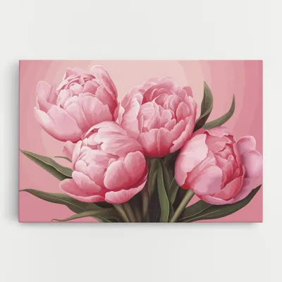 Produktbild von ARTHUB® Leinwandbild 70x100 cm, Peony On Pink | Wohnzimmerdekoration, Hängende Bilder, Wanddekoration, Heimdekoration, Blumen, Pfingstrosen