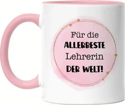 Produktbild von Für die allerbeste Lehrerin der Welt Tasse Rosa Geschenkidee Weihnachten Geburtstag Abschied Klassenlehrerin