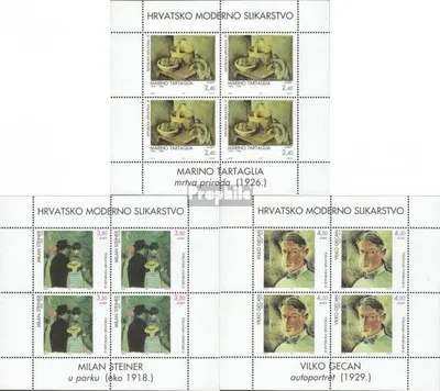Produktbild von Briefmarken Kroatien 1994 Mi 295-297 Kleinbögen (kompl.Ausg.) gestempelt Gemälde