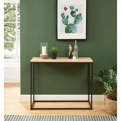 Produktbild von ARCHE Konsole - Industrial Style in MDF und Metall - Nachbildung Eiche und Schwarz - B 100 x T 30 x H 80,5 cm