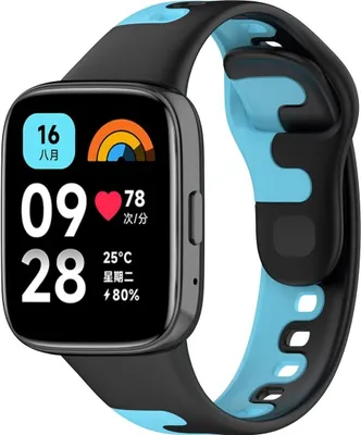 Produktbild von Silikon Ersatz Armband für Xiaomi Redmi Watch 3 Lite, Farbe:Schwarz Blau