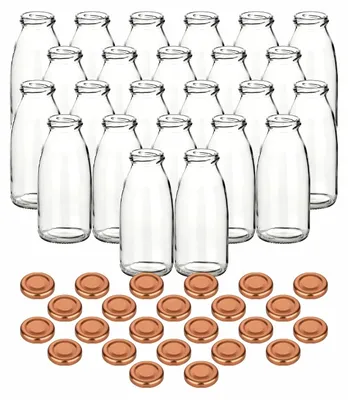 Productafbeelding van Set van 24 Glazen Sapflessen 250 ml met Schroefdeksel