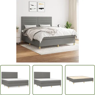Produktbild von The Living Store Boxspringbett mit Matratze Dunkelgrau 180x200 cm Stoff