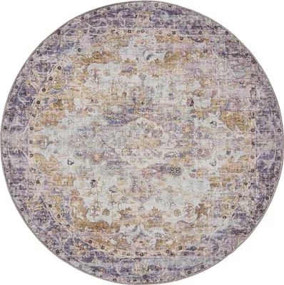 Obrázek produktu pro benuta pratelný vintage koberec George Multicolor/Fialová ø 120 cm kulatý obývací pokoj ložnice měkký orientální