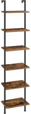 Productafbeelding van Leerrooster, 6 etages, wandmontage, 39x24x200,5 cm, vintagebruin, donkerbruin, zwart