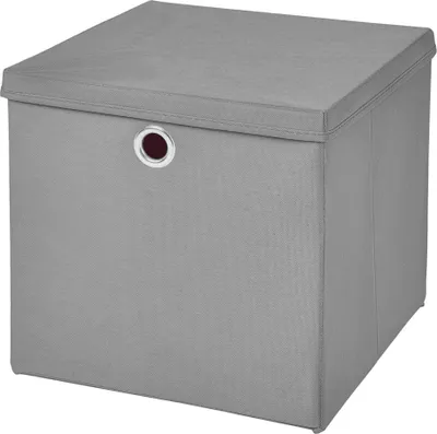 Produktbild von 1 Stück Hellgrau Faltbox 28 x 28 x 28 cm Aufbewahrungsbox faltbar mit Deckel ( Grau )