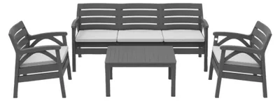 Produktbild von Gartenmöbel-Set SOLVANA 5 Sitzer in Anthrazit mit 3-Sitzer-Sofa, Sesseln und Couchtisch