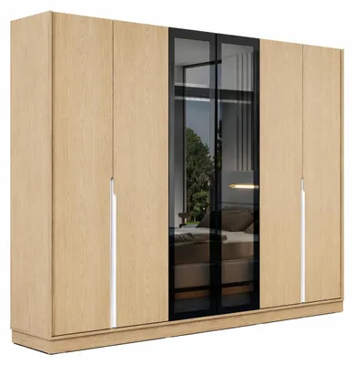 Produktbild von Stilvoller Beiger Schlafzimmerschrank Glastüren Schicke Ausstattung, KI-generiertes Bild