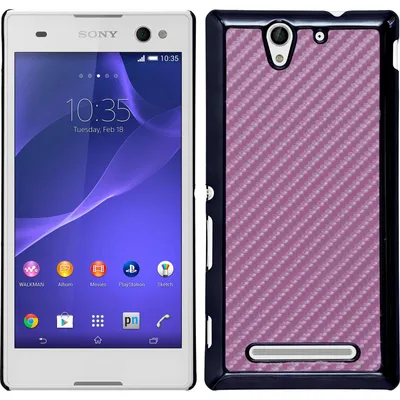 Produktbild von PhoneNatic Case kompatibel mit Sony Xperia C3 - Hülle pink Carbonoptik Hard-case + 2 Schutzfolien