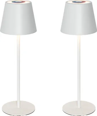 Produktbild von Set mit 2 Tischleuchten Weiß mit Dimmer und wiederaufladbarem RGBW Murdock