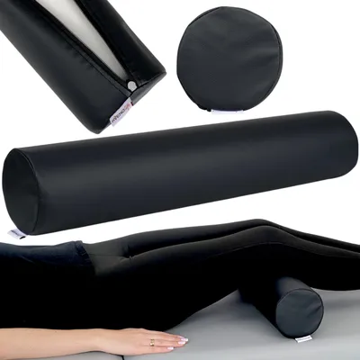 Produktbild von Habys Lagerungsrolle, Vollrolle, Nackenkissen, Lagerungskissen, Nackenrolle, Knierolle für Massage und Therapie, Fitnessrolle, 12x60cm, Schwarz