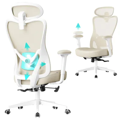 Obrázek produktu pro SONGMICS ergonomická kancelářská židle, židle k psacímu stolu, židle k počítači, nastavitelná bederní opěrka a opěrka hlavy
