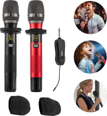 Produktbild von Drahtloses Mikrofon, Gesangsmikrofone und Empfänger mit 25 Kanälen für Karaoke Singen Hochzeit