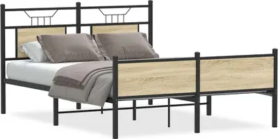 Produktbild von vidaXL Bettgestell ohne Matratze Sonoma-Eiche 137x190 cm Holzwerkstoff