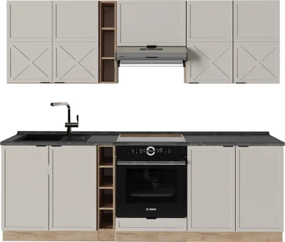 Image de Cuisine Vicco Fame-Line GrisBeige/Chêne doré 235cm , PT Anthracite, Model 50489
